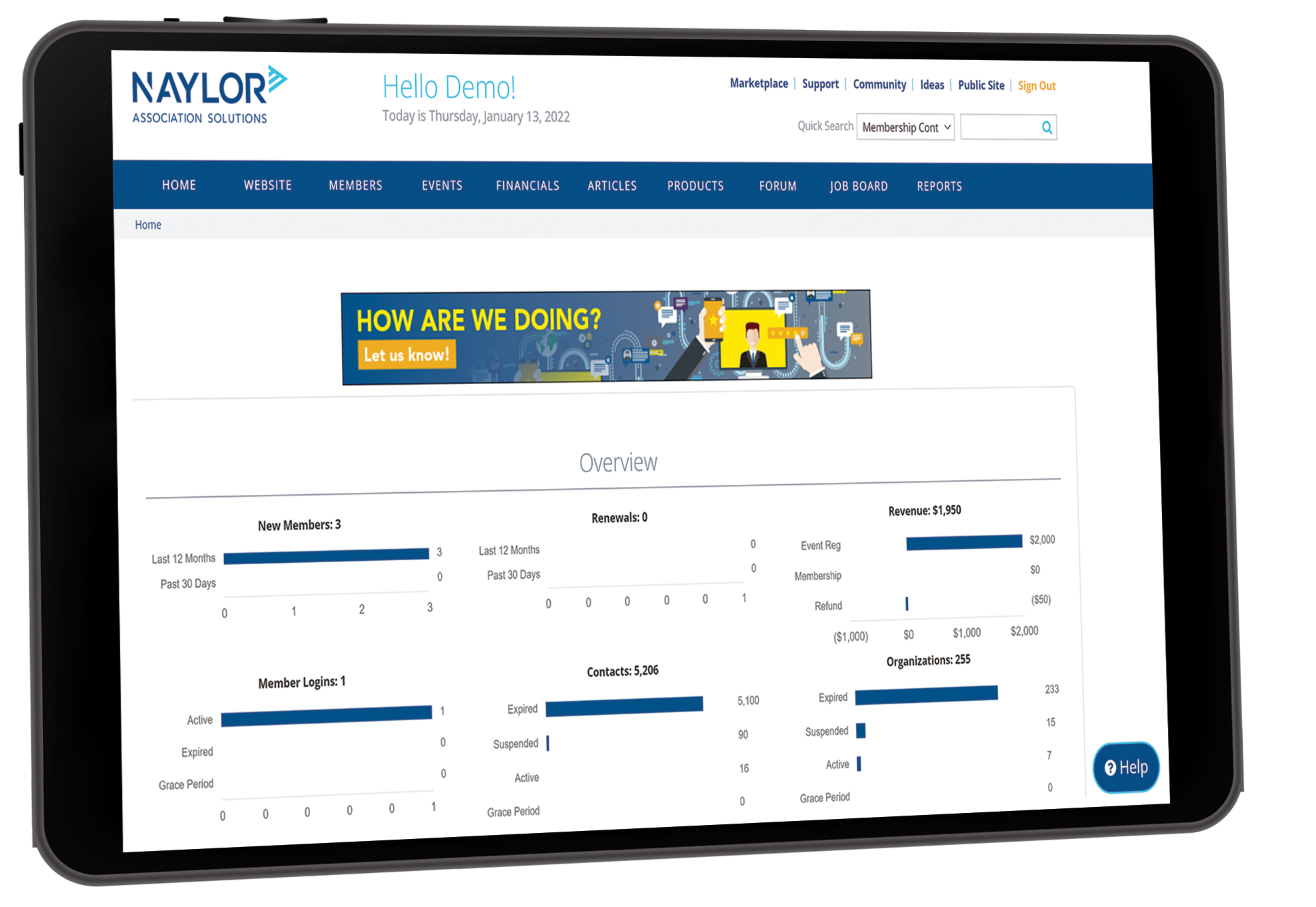 screenshot of Naylor AMS